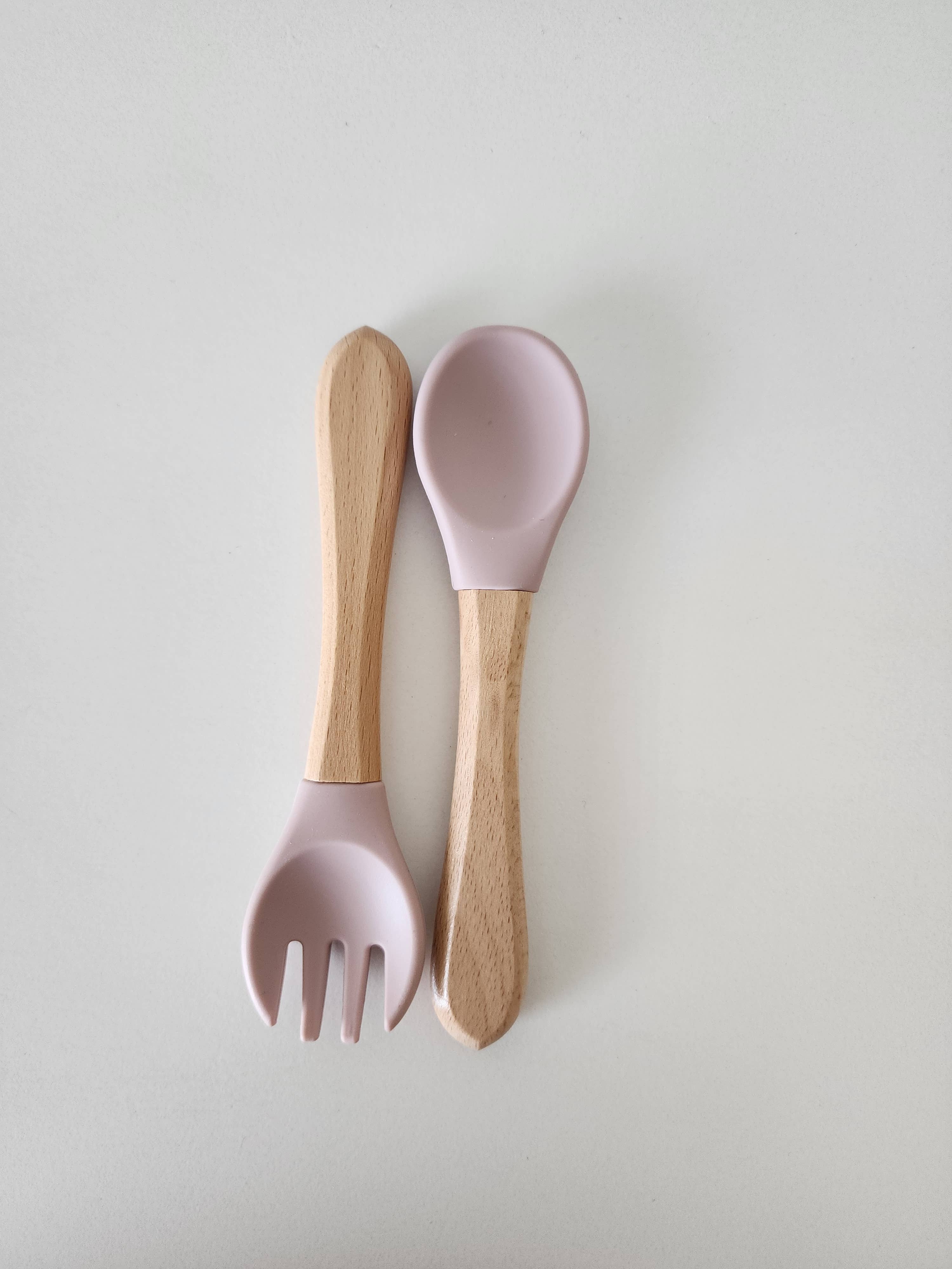 Your Craft Supplier – Conjunto de talheres - Crianças e bebés por atacado – Conjunto de talheres de silicone e madeira | Conjunto de utensílios7