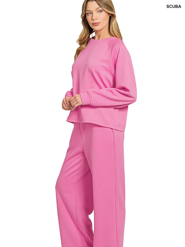 42POPS - Wholesale Lounge Set - Women's - ..1028 Scuba Crewneck Pullover & Pants 2 Piece Set SI-284127