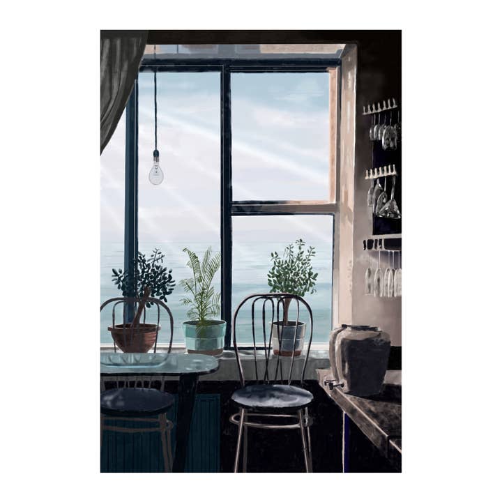 By the window Greeting card for wholesale by Not at all Jack