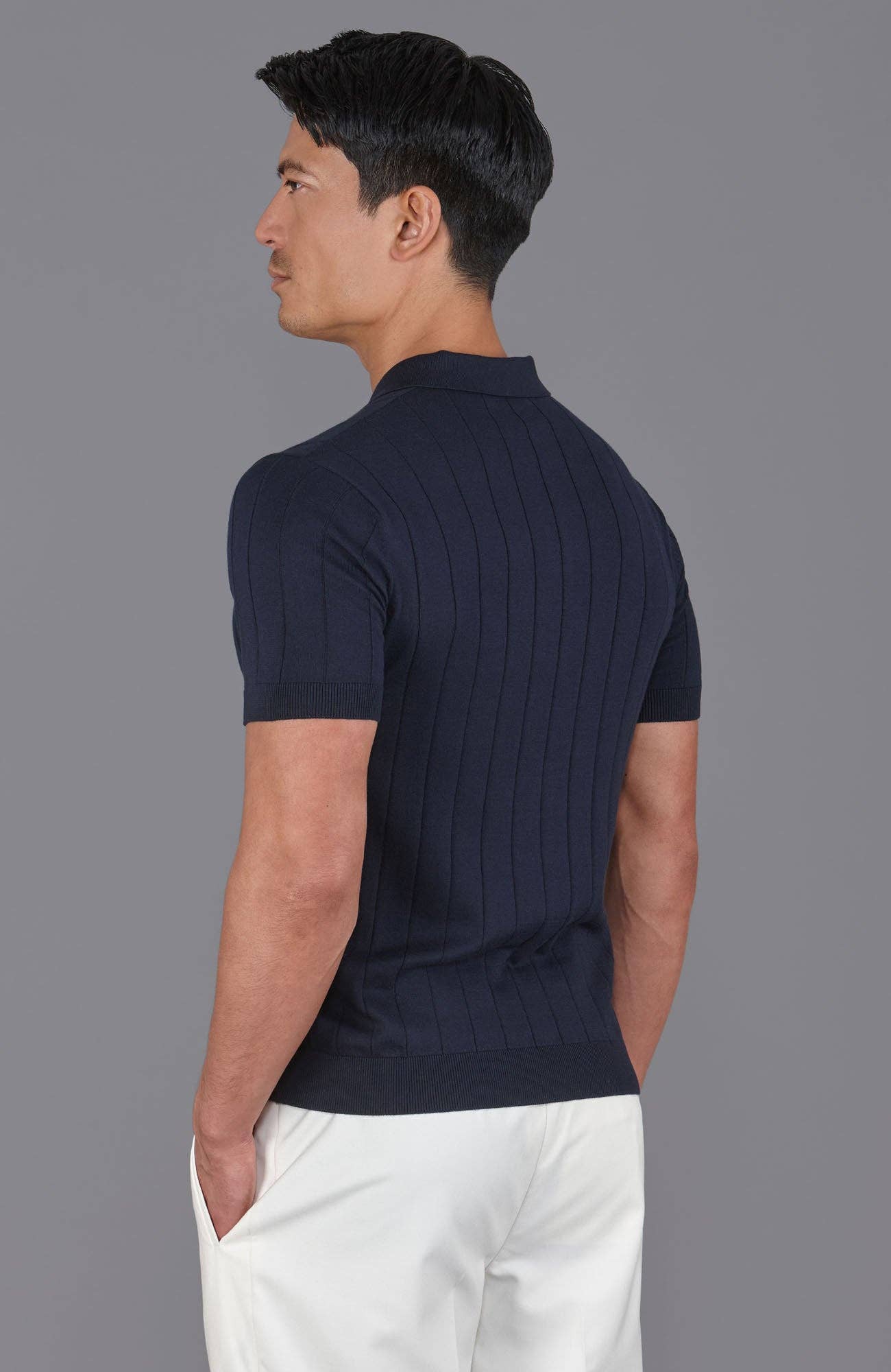 Paul James Knitwear - Wholesale Polo - Men's - Mens Ultra Fine Cotton Selection Knit Buttonless Polo Shirt3