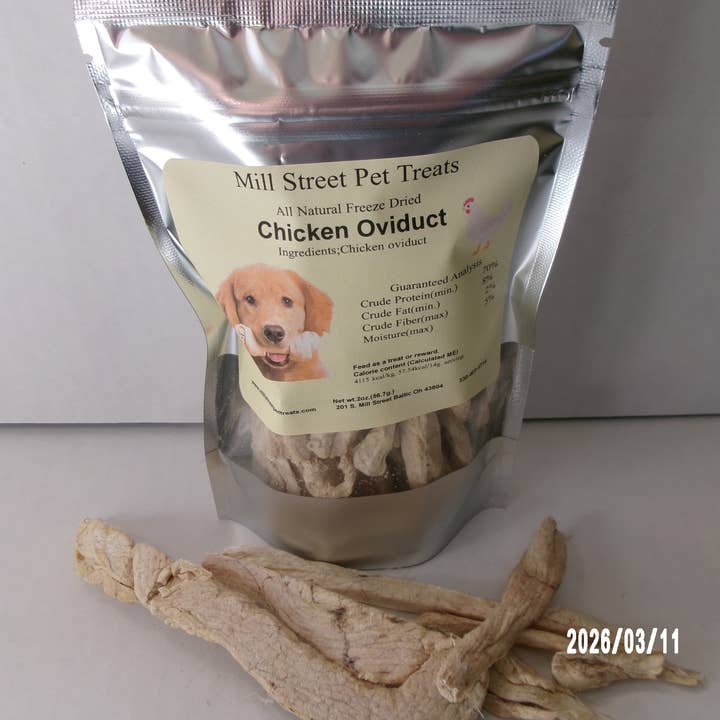 Chicken Oviduct/2oz. for wholesale by Mill Street Pet Treats