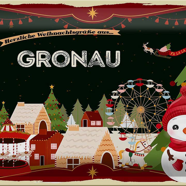 Saudações de Natal da GRONAU sinal de lata 30x20cm por atacado de Femer