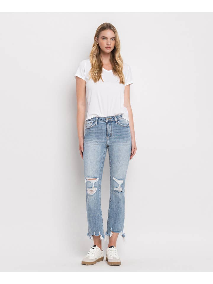 Handy HIGH RISE LIGHT WASH CROP FLARE JEANS LV1003 for wholesale on Faire2