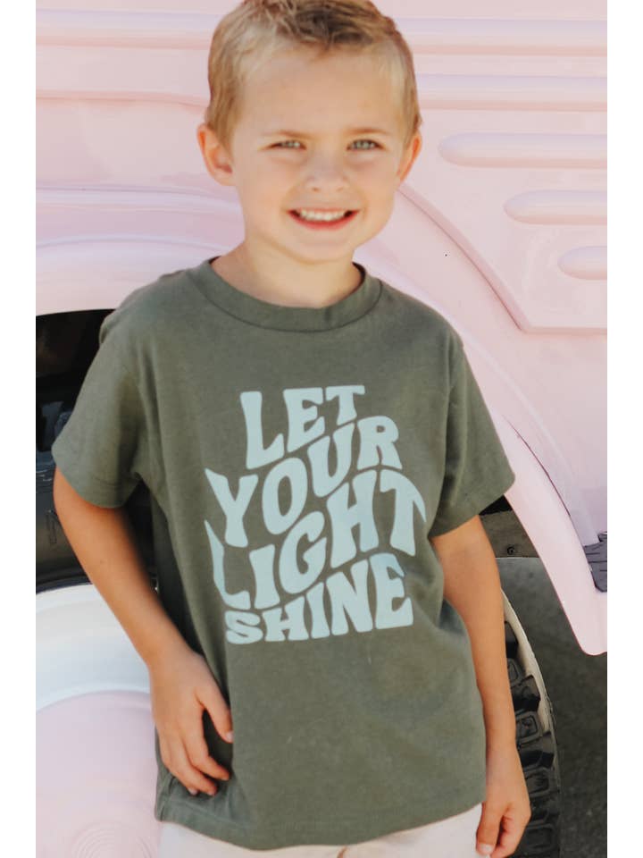 Crowned Free - Wholesale Screen Printed T-Shirt - Kids - Kids Let Your Light Shine Tee - Green3