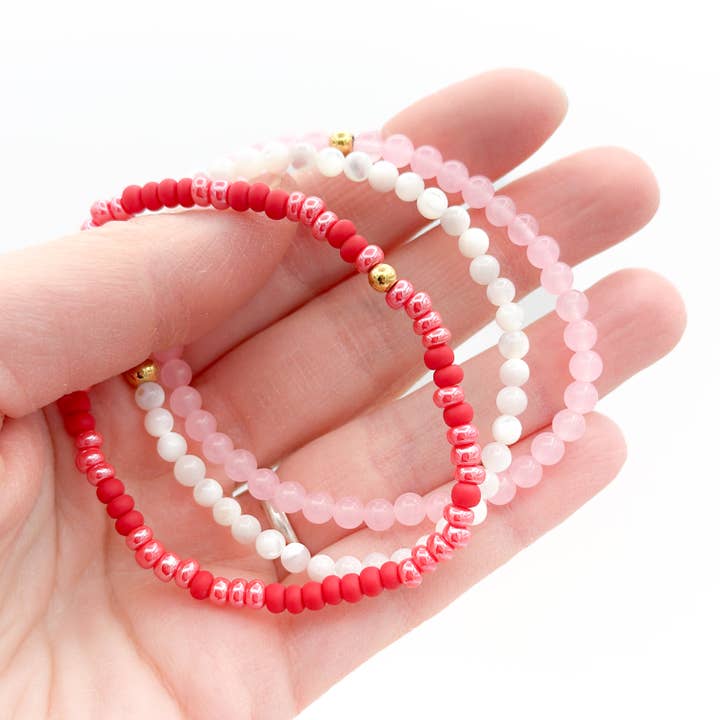 Women's Valentines Bracelet Stack of 3 for wholesale by Peach Tree & Co.