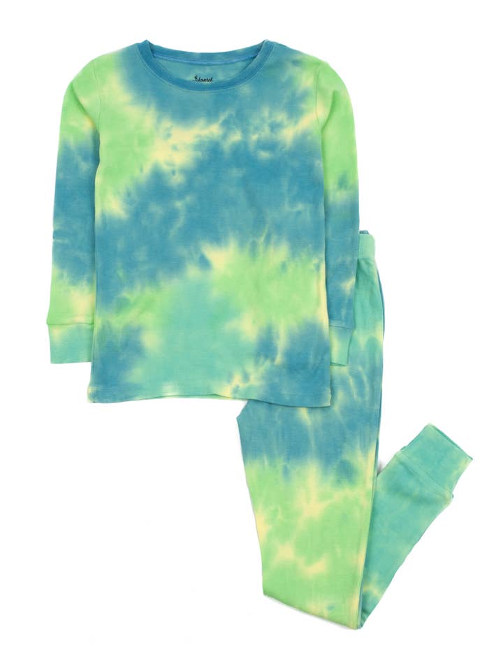Leveret Pajamas - Wholesale Sleepwear Set - Kids - Kids Two Piece Cotton Pajamas Tie Dye