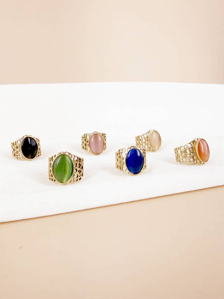 Confezione da 6 Anelli Regolabili "Majestic Stones" – Acciaio Inossidabile per la vendita all'ingrosso da parte di D Bijoux