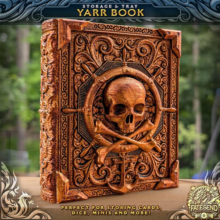 Pirate Yarr Storage Tome for TTRPG, MTG, Pokemon, D&D Gaming for wholesale by American Carver LLC