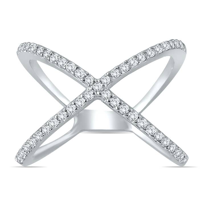 1/2 Carat TW Diamond Criss Cross X Ring in 10K Gold for wholesale by Szul USA LLC