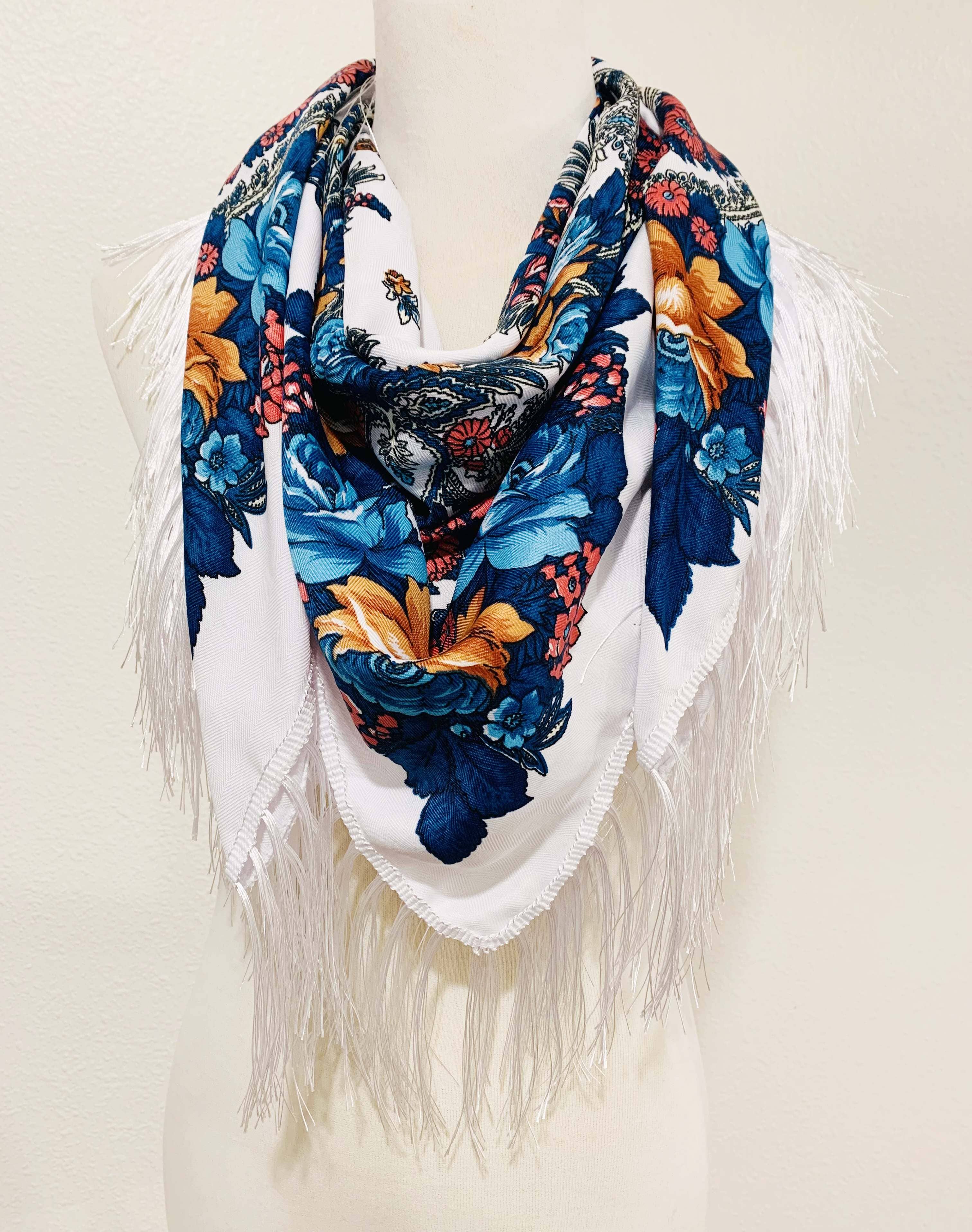 JC Sunny Fashion - Wholesale Scarf - Women's - JC023321 Western Vibe Long Fringe Floral Square Scarf/Shawl4