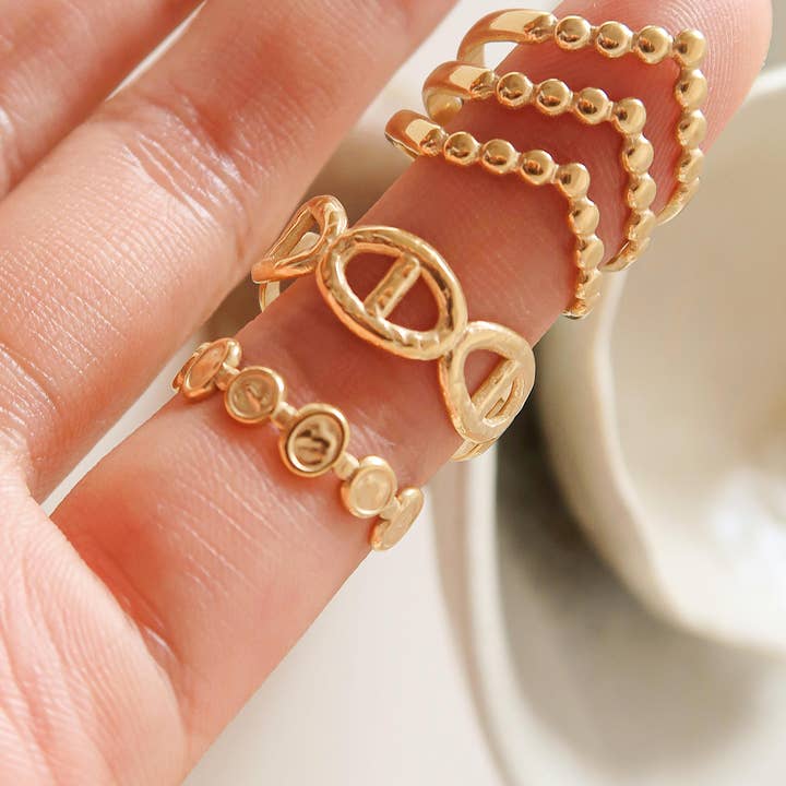 Irina Gold Non-Tarnish Adjustable Chain Ring for wholesale on Faire