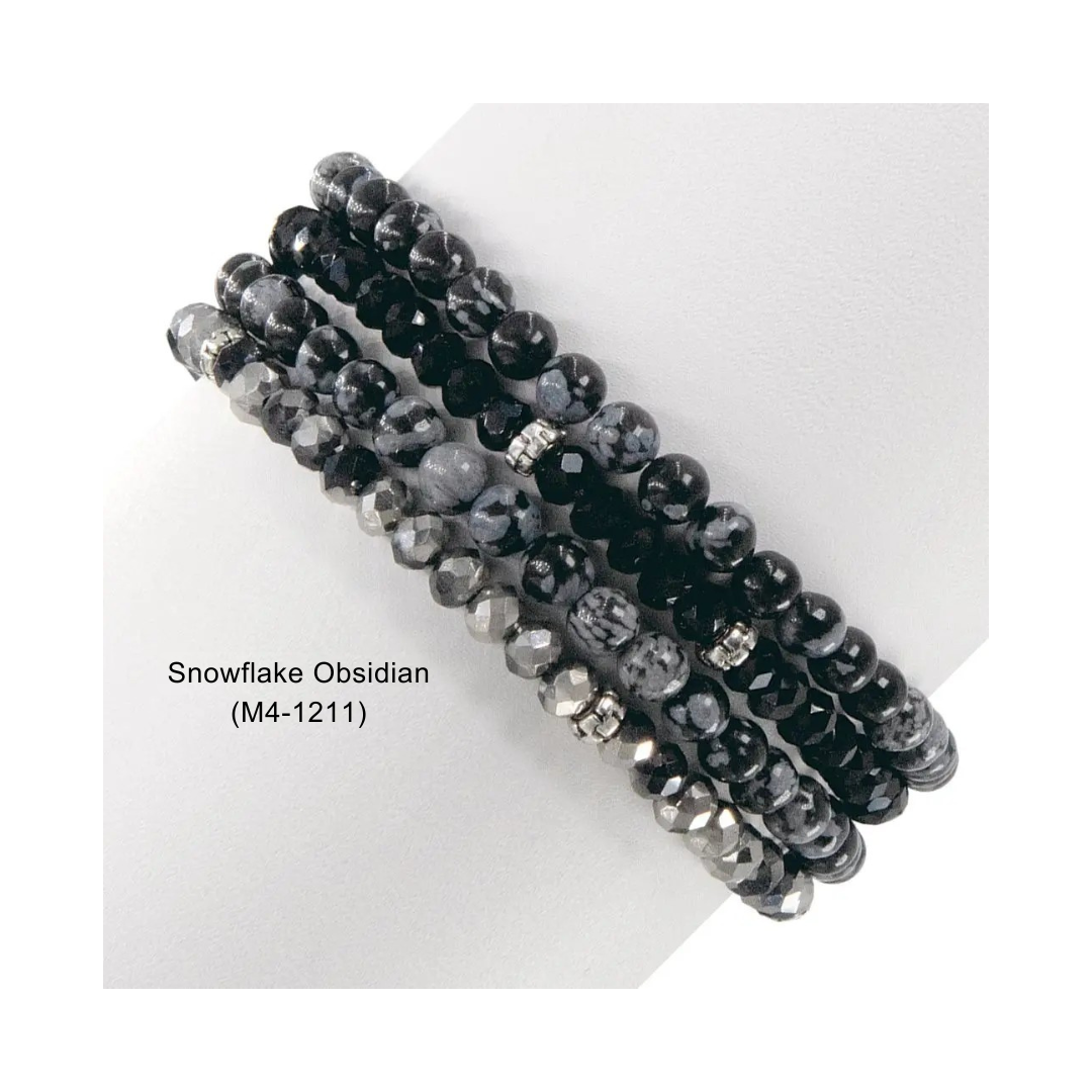 My Fun Colors - Wholesale Beaded Bracelet - Gemstone + Crystal Bead Stretch Bracelets, Set41