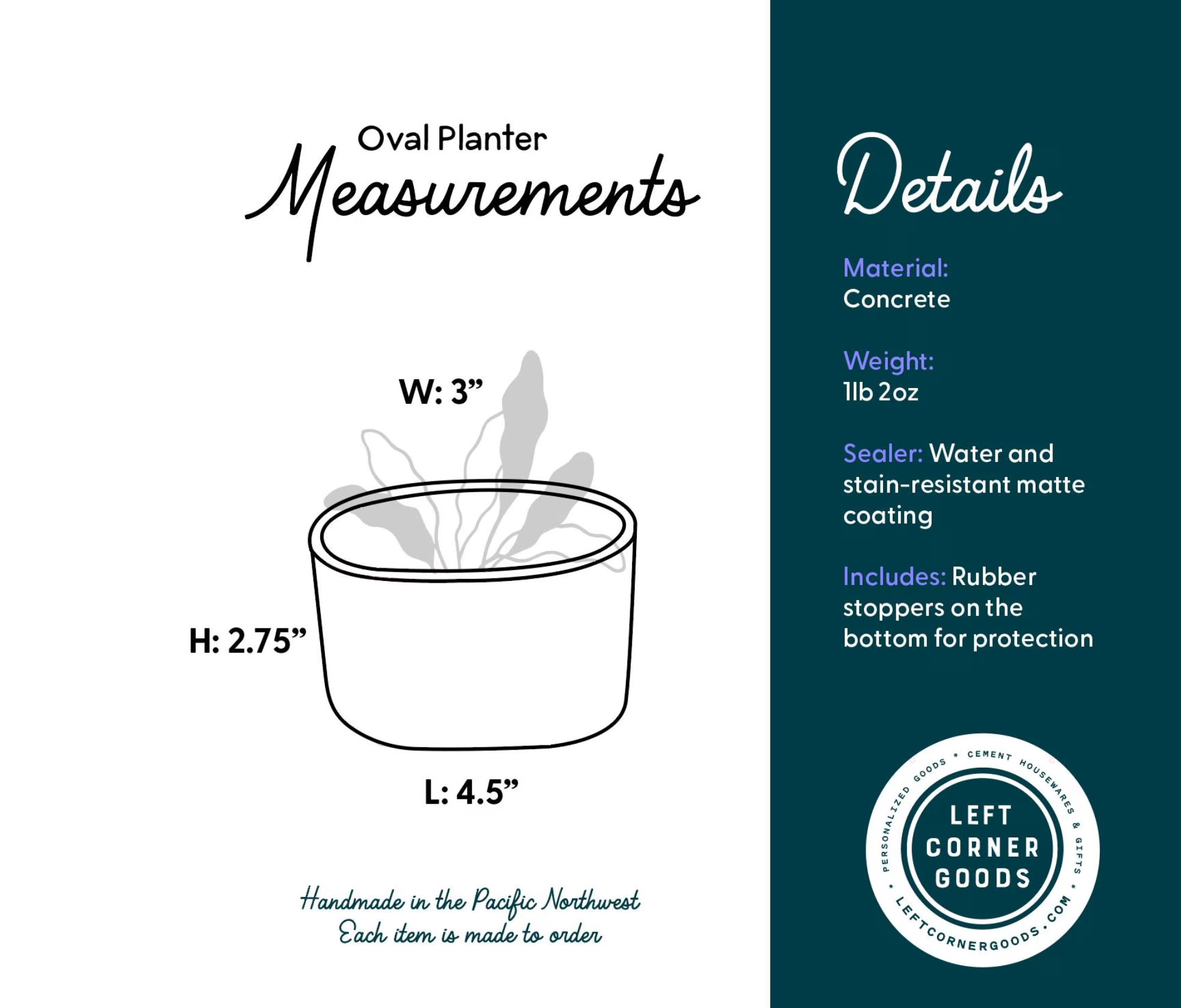 Left Corner Goods - Wholesale Plant Pot - Succulent Oval Concrete Planter9