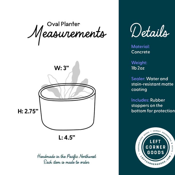 Left Corner Goods - Wholesale Plant Pot - Succulent Oval Concrete Planter9