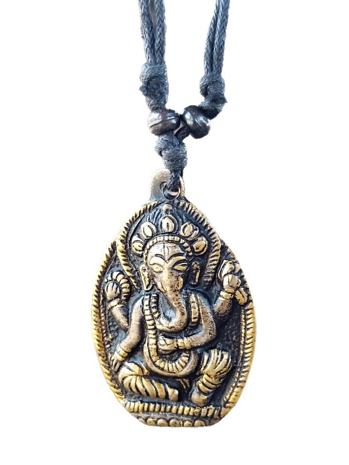 Collana in Ottone Ganesh con Corda Regolabile per la vendita all'ingrosso da parte di Yak & Yeti