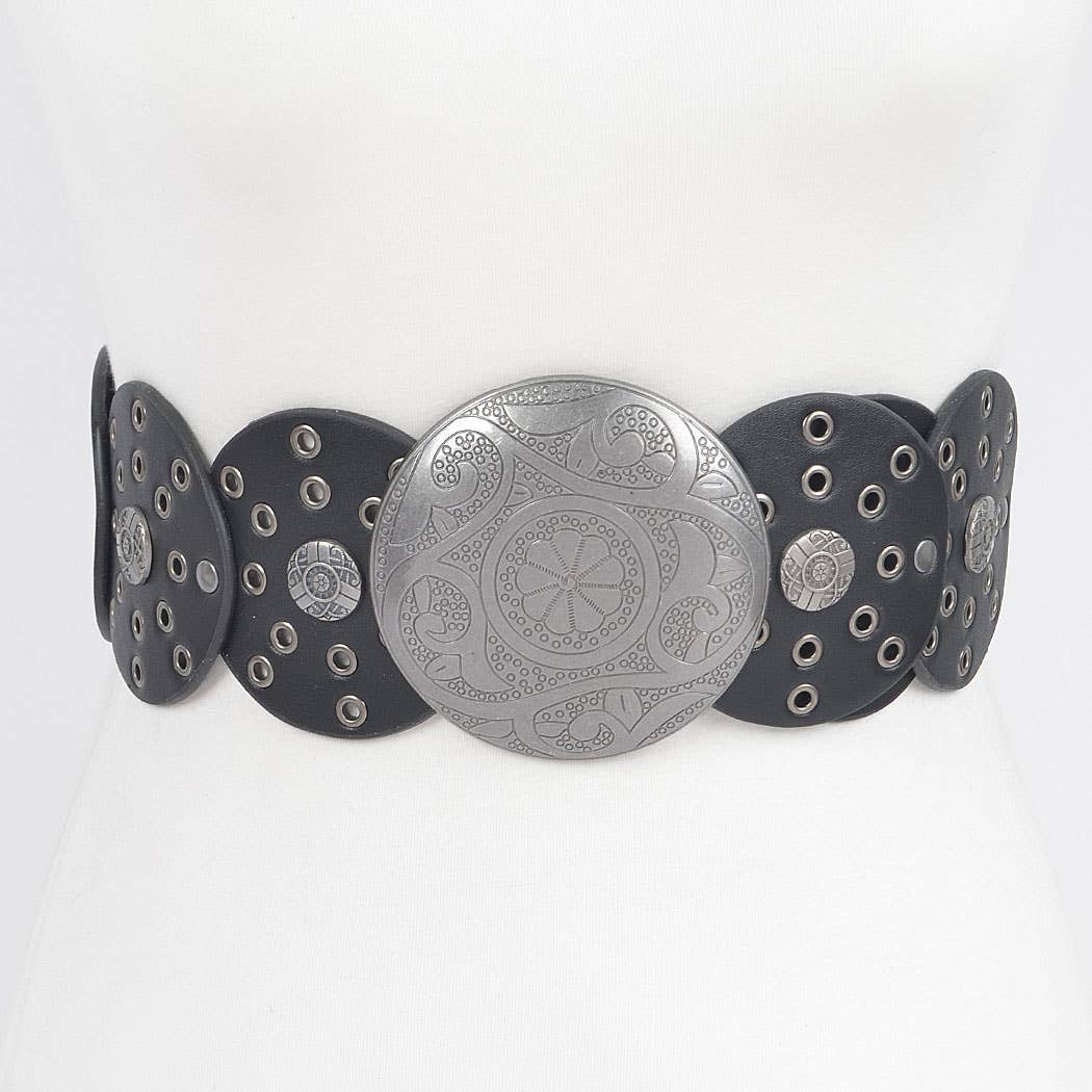 3AM BY H&D ACCESSORIES – Großhandel Gürtel – Damen – Western-Gürtel aus Kunstleder mit runden Ösen und silberner Schnalle0