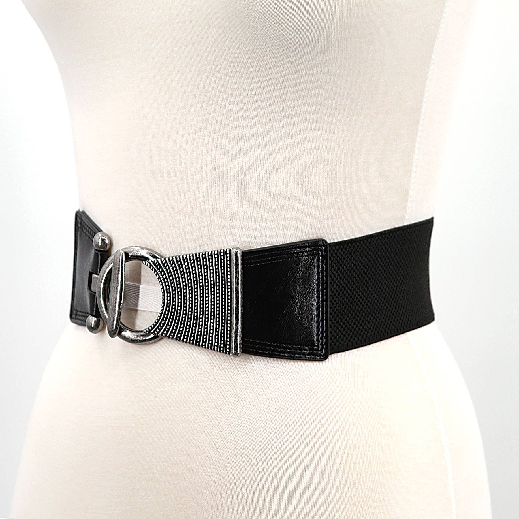 COMECO INC - Vendita all'ingrosso Cintura - Donna - Cintura elastica in nylon con fibbia metallica texturizzata1