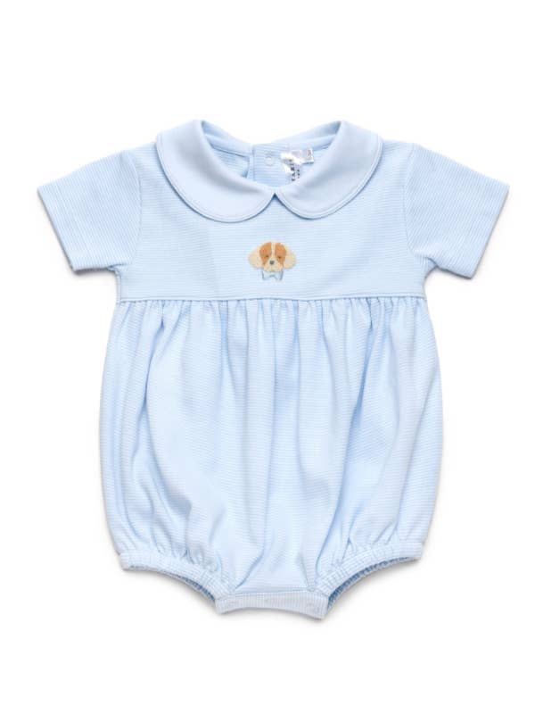 Garçon Chiot Tacheté Pima Bulle | Mini Rayure Bleu Clair pour la vente par Milly Marie Pima