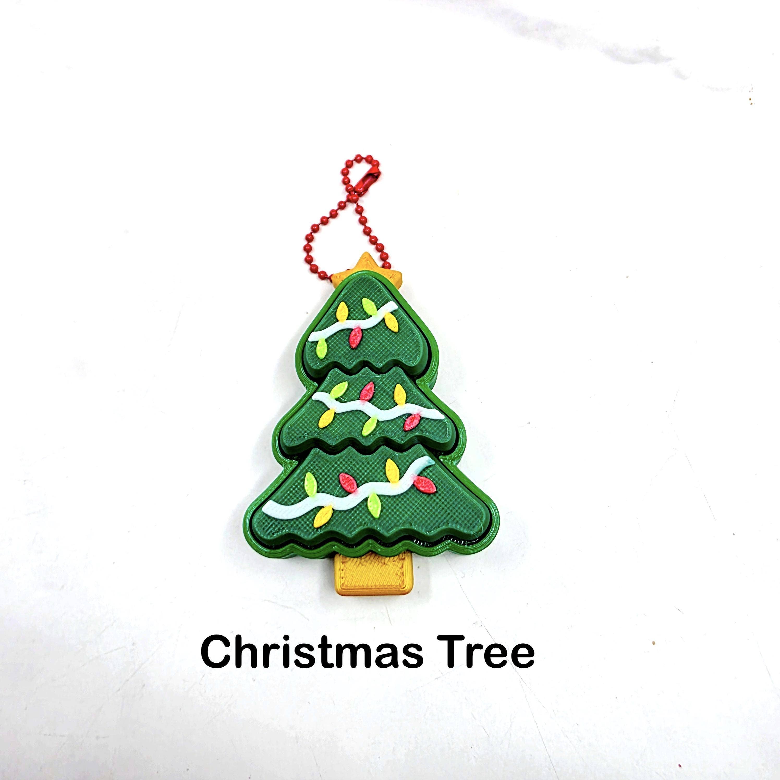 Agape Designs 3D - Wholesale Keychain - Unisex - 3D Printed Christmas Tree Fidget Keychains 2 Designs2