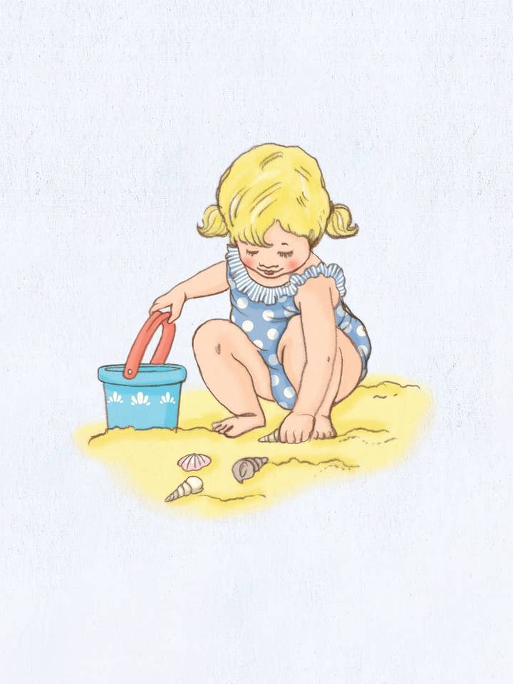 Collecting Seashells Postcard for wholesale by Belle & Boo Ltd