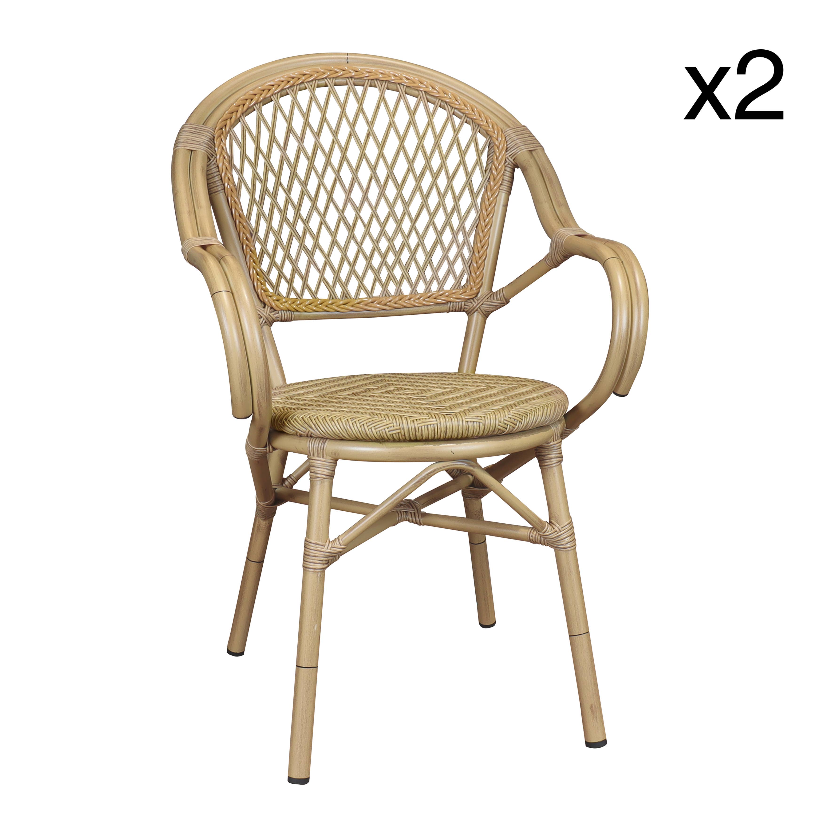 Now's Home - Wholesale Chair - Set of 2 Capri natural synthetic rattan table chairs0