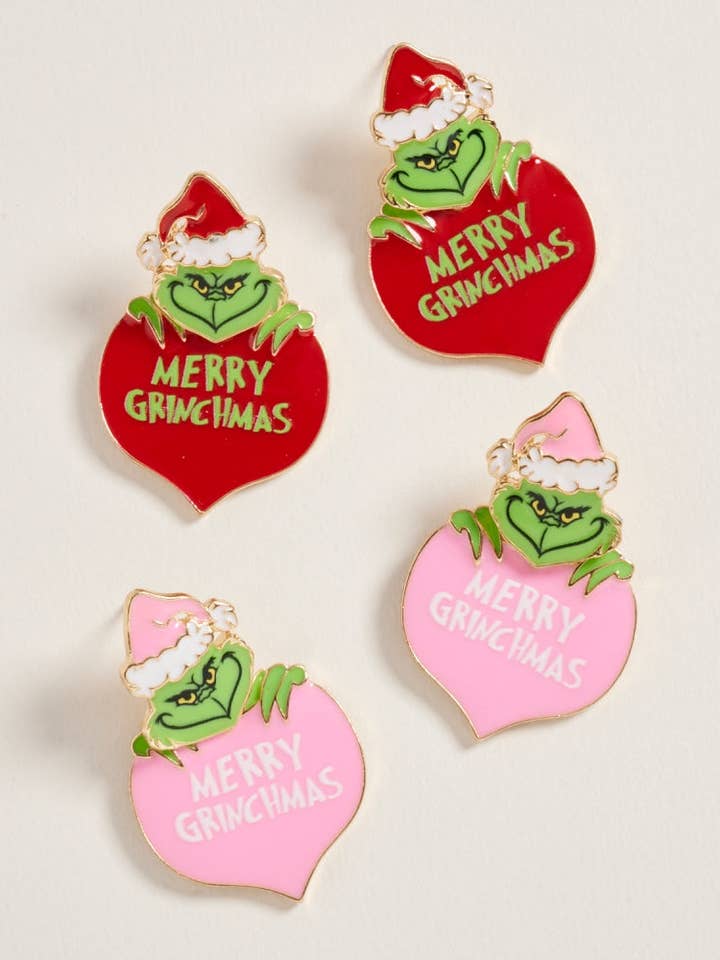 Christmas Green Monster Heart Post Earrings for wholesale by Designature New York