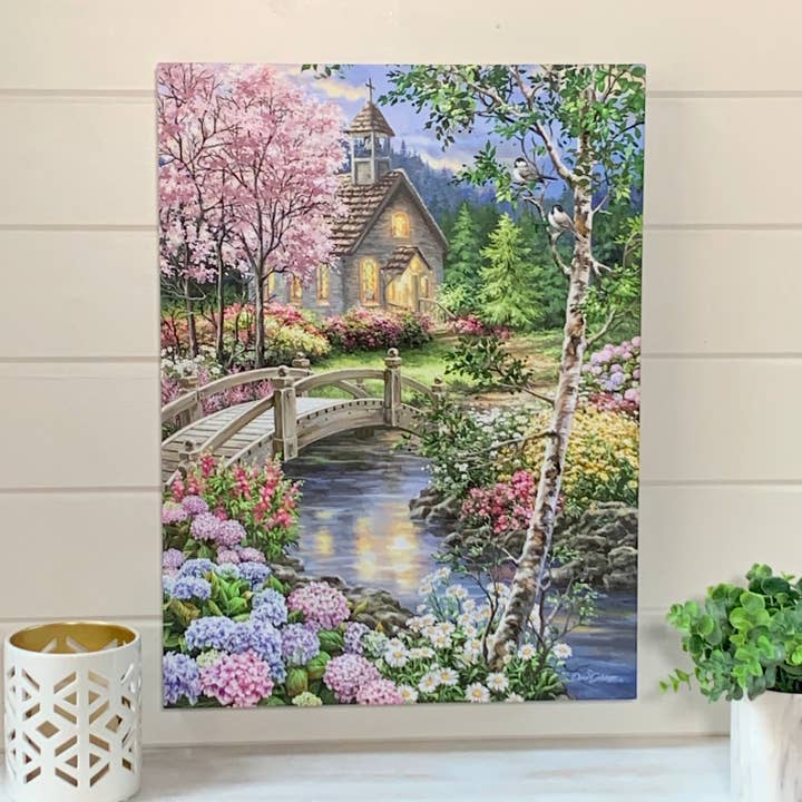 Spring Chapel 18x24 Fully Illuminated LED Wall Art for wholesale by Glow Decor