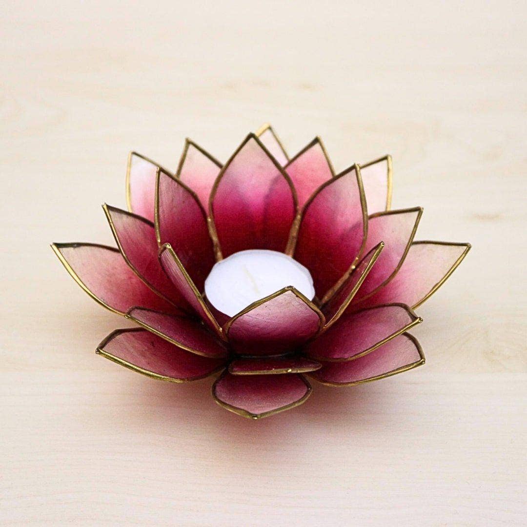 Rauha Crafts - Wholesale Candle Holder - Capiz Tealight Candle Holder | Lotus - Red/Natural1