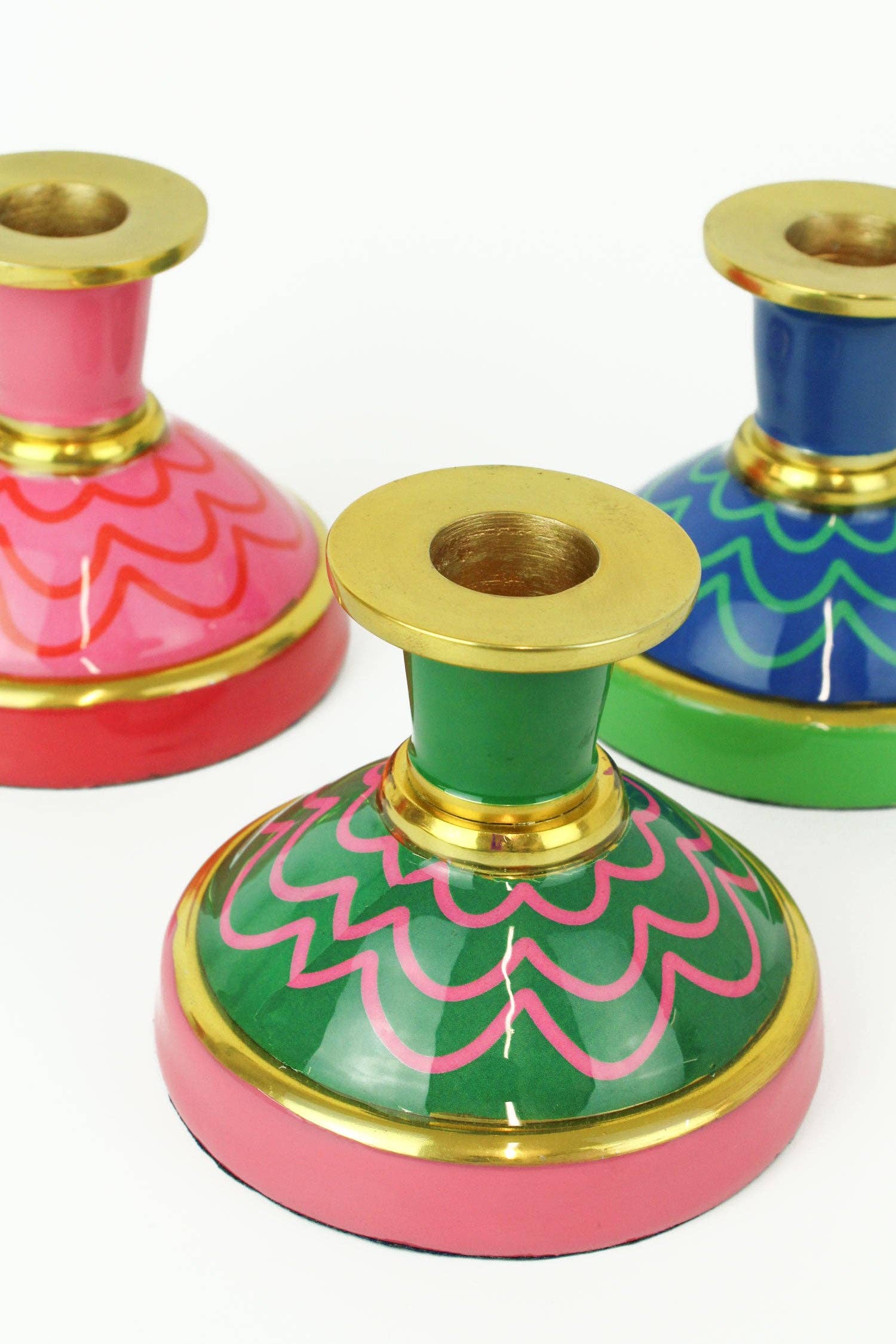 My Doris - Wholesale Candle Holder - SET OF 3 - MINI ENAMEL SWIRL CANDLE HOLDERS2