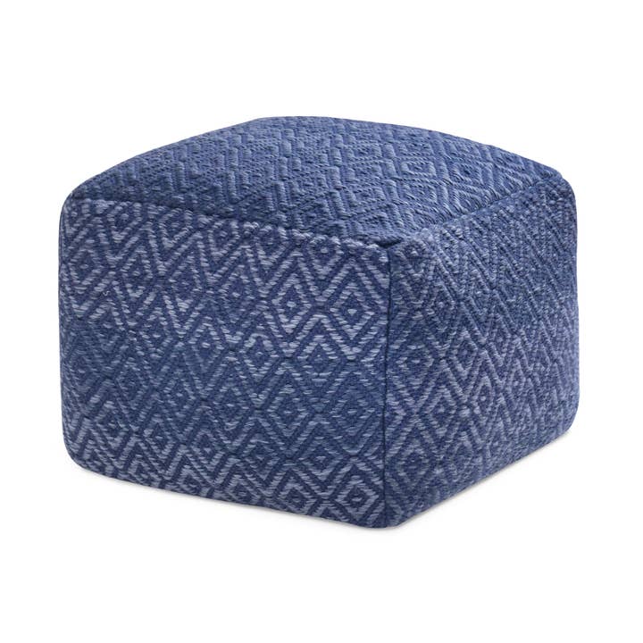 Cherokee Pouf - Blue Ivory for wholesale by Anji Mountain