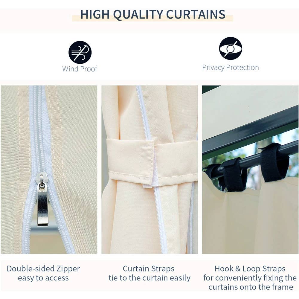 Abble – wholesale Patio umbrella – 10ft. x 10ft. Steel Outdoor Patio Gazebo with Curtains - Tan6