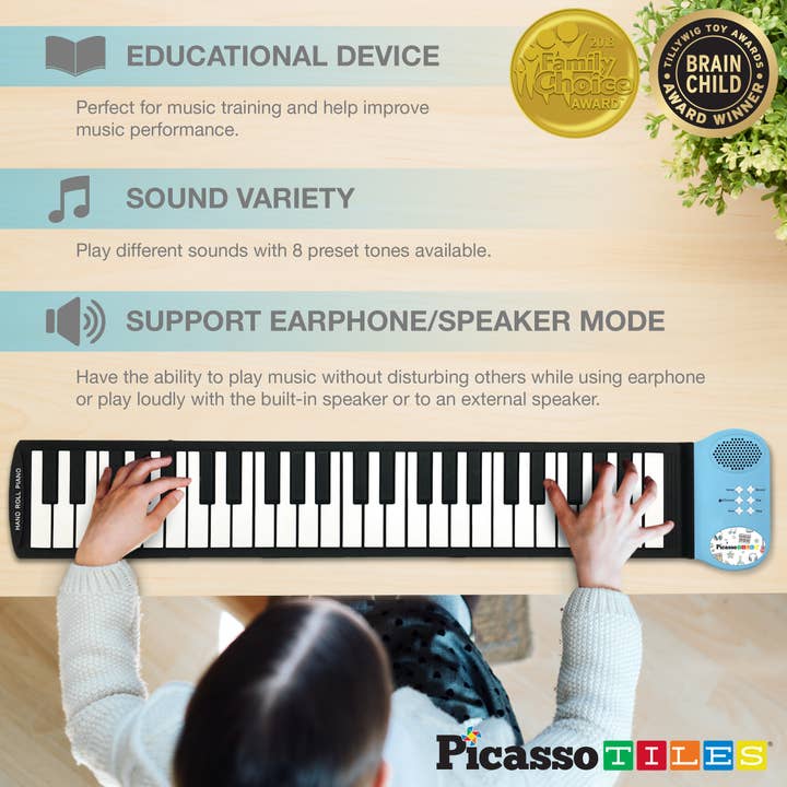PicassoTiles - Wholesale Musical Toy - Kids & Baby - PicassoTiles Flexible Roll-Up Piano Keyboard1