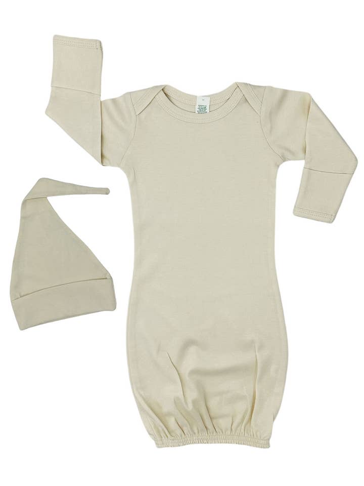 MONAG - Wholesale Clothing Set - Baby - Organic Long Sleeve Baby gown and knotted Beanie Gift Set