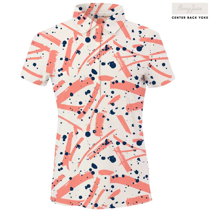Polo Golf Pollock Feminino - Peito Esquerdo Branco por atacado de SwingJuice