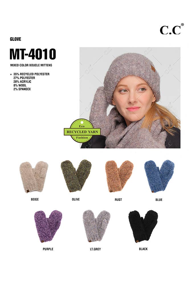 Hana - Wholesale Mittens - Women's - C.C Mixed Color Boucle Mittens6