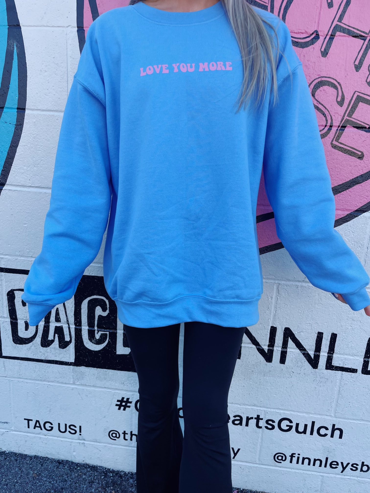 Cutting Creative Apparel - Wholesale Graphic Sweatshirt - Women's - LOVE YOU MORE OVERSIZED CREWNECK SWEATSHIRT PREPPER5