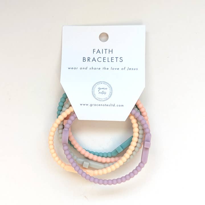 Grace Notes Ltd. - Christian Art and Gifts - Wholesale Prayer Beads Bracelet - Faith Silicone Cross Bracelets - Multicolor Packs of 51