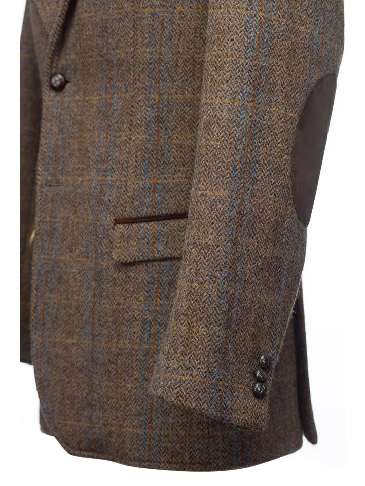 Horse Brown Hunting Tweed Jacket with Moleskin Trim for wholesale on Faire8
