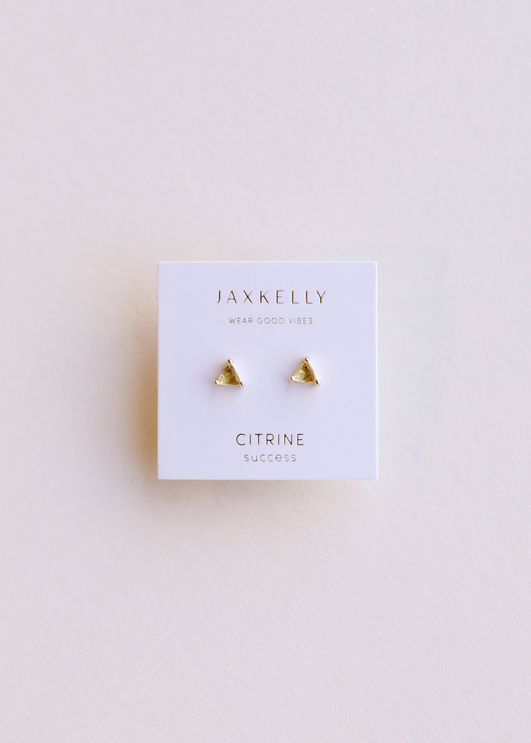 JaxKelly - Wholesale Stud/Post Earrings - Mini Energy Gem - Citrine - Gold Earrings1