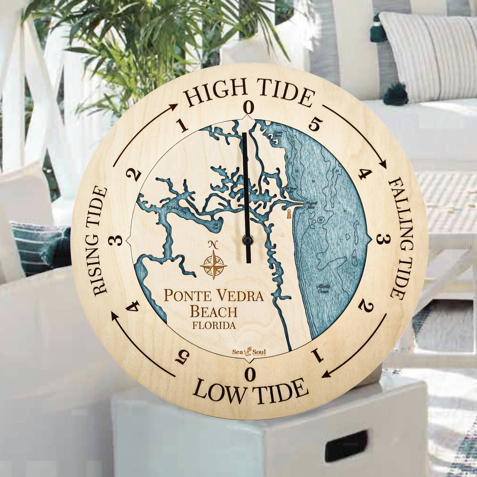 Sea & Soul Nautical Chart Art - Wholesale Wall Clock - Florida East Coast Nautical Chart Tide Clock-Many Locations16