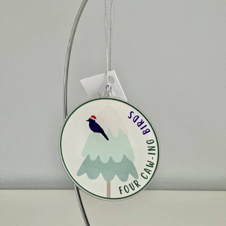 Adorno navideño de cuatro pájaros que graznan, cuervo con sombrero de Papá Noel para venta al por mayor de Chesapeake Charm Shop