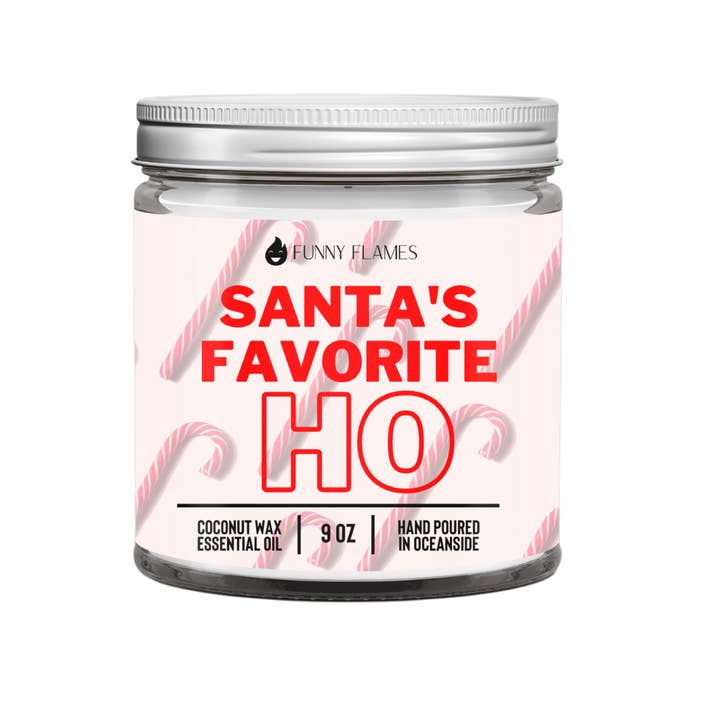 Santa's Favorite Ho- Funny Holiday Candle for Him or Her for wholesale by Funny Flames Candle Co - Les Creme
