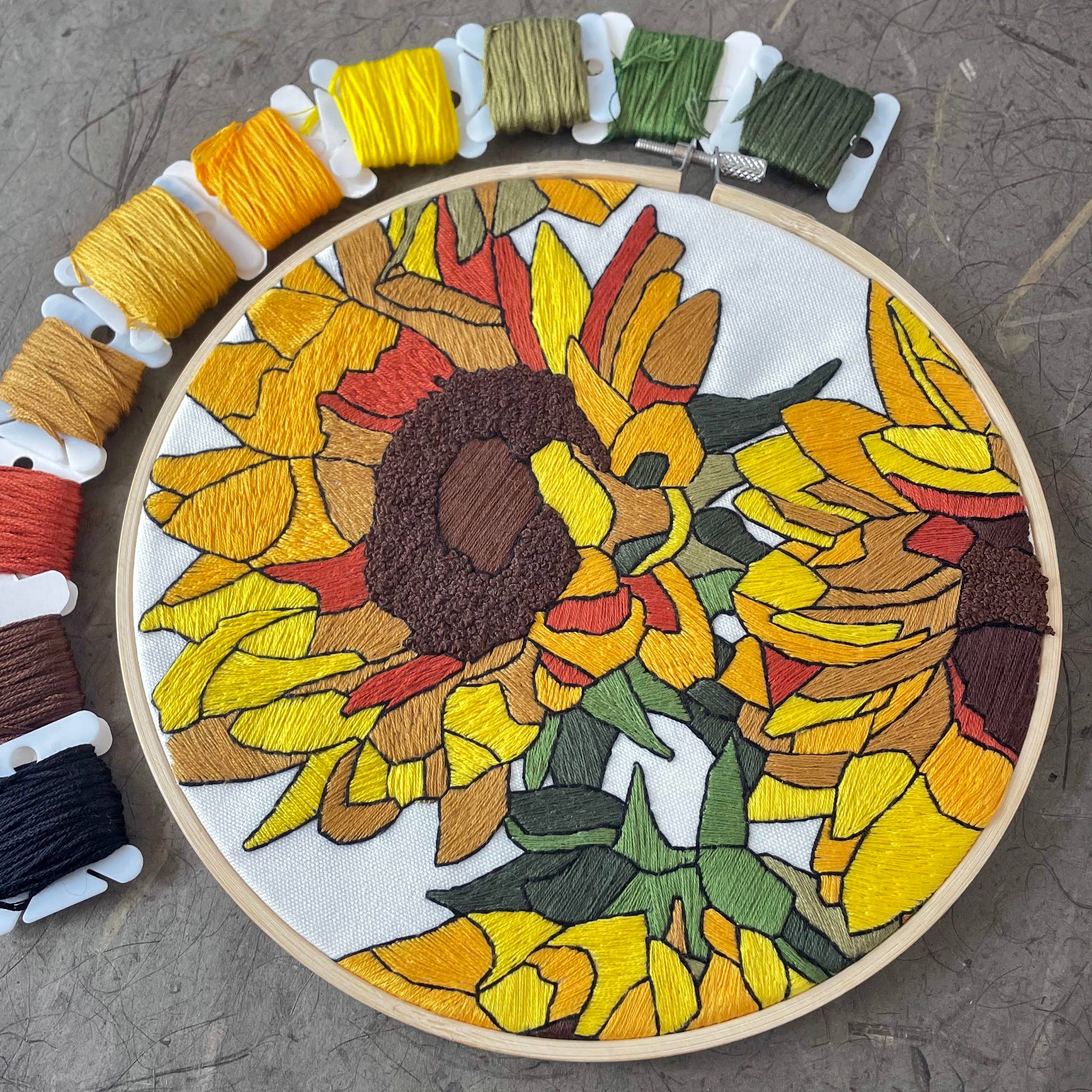 Kate Wyatt Fine Art – wholesale DIY craft kit – DIY Embroidery Kit - Sunflowers (8")1