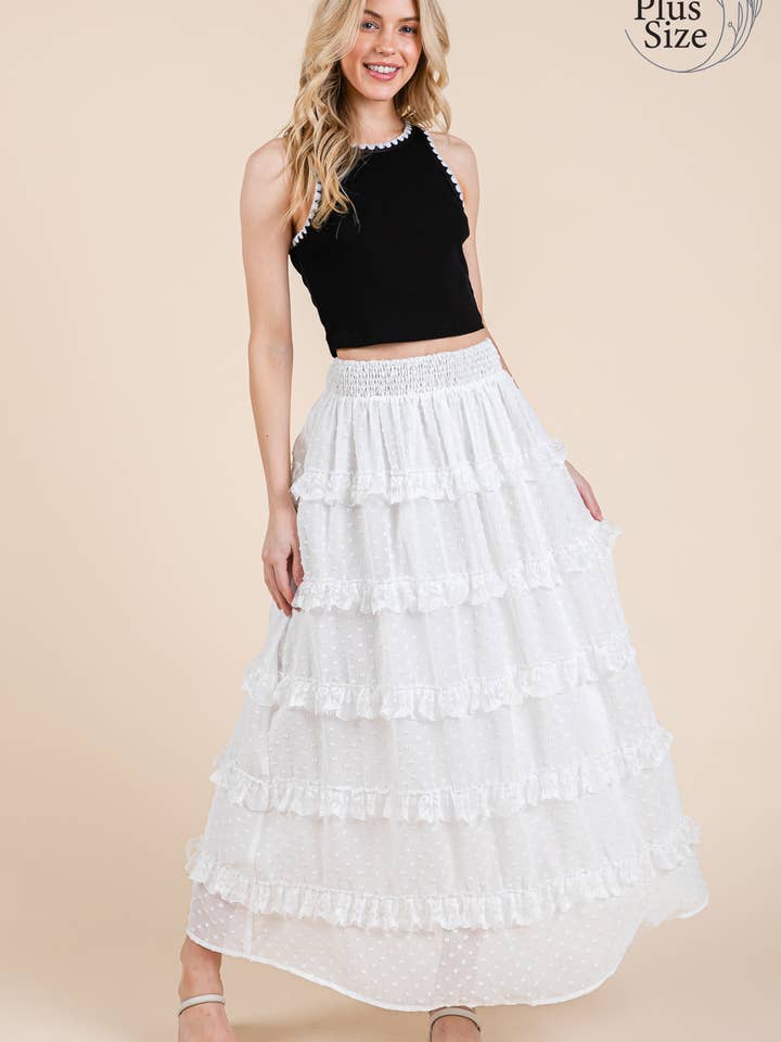 Plus Swiss Dot Chiffon Maxi Skirt, SS50192PL for wholesale by GeeGee x Lovelo