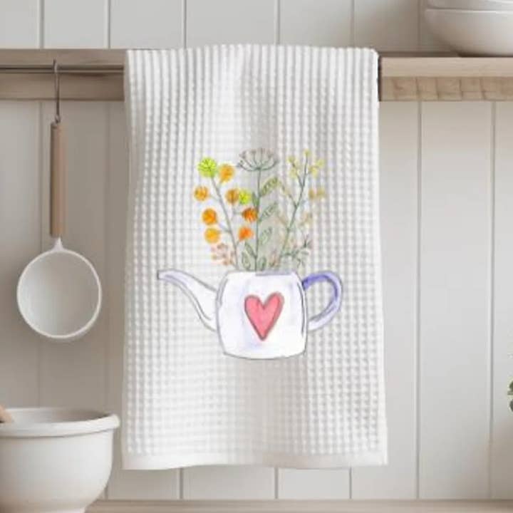 Serviette Aquarelle Cœur de Fleurs pour la vente par Jules Creations MN