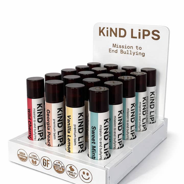 Kind Lips - Wholesale Retailer Display - Beauty & Wellness - Organic Lip Balm, 40 Ct Wood Display, Best Sellers Variety0