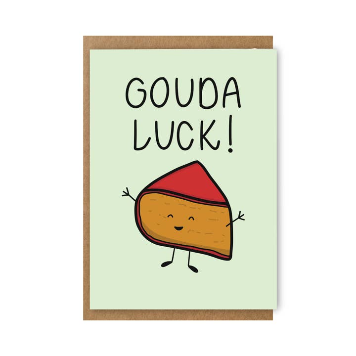 Gouda Luck Greeting Card for wholesale by Quirky Doodles