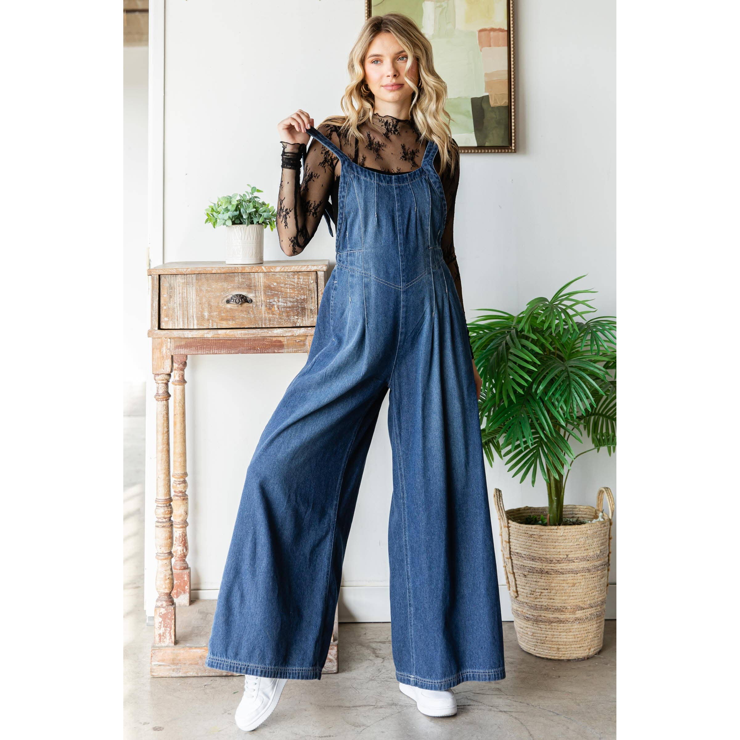 Veveret – Macacão - Mulher por atacado – Macacão de Ganga Plissado com Bolsos6