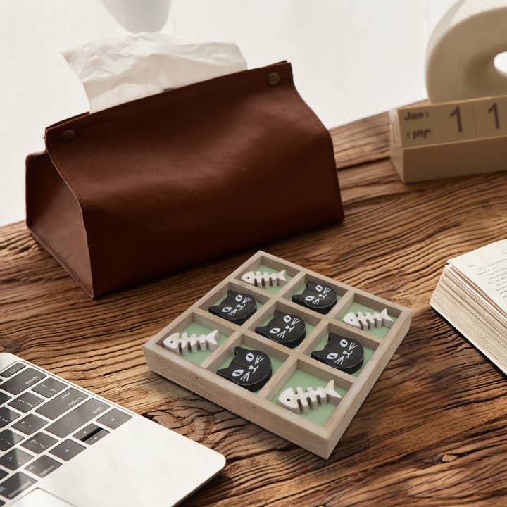 Cute Animal Cat Themed Wood Tic Tac Toe Board Game Decor for wholesale by Paris Loft Inc