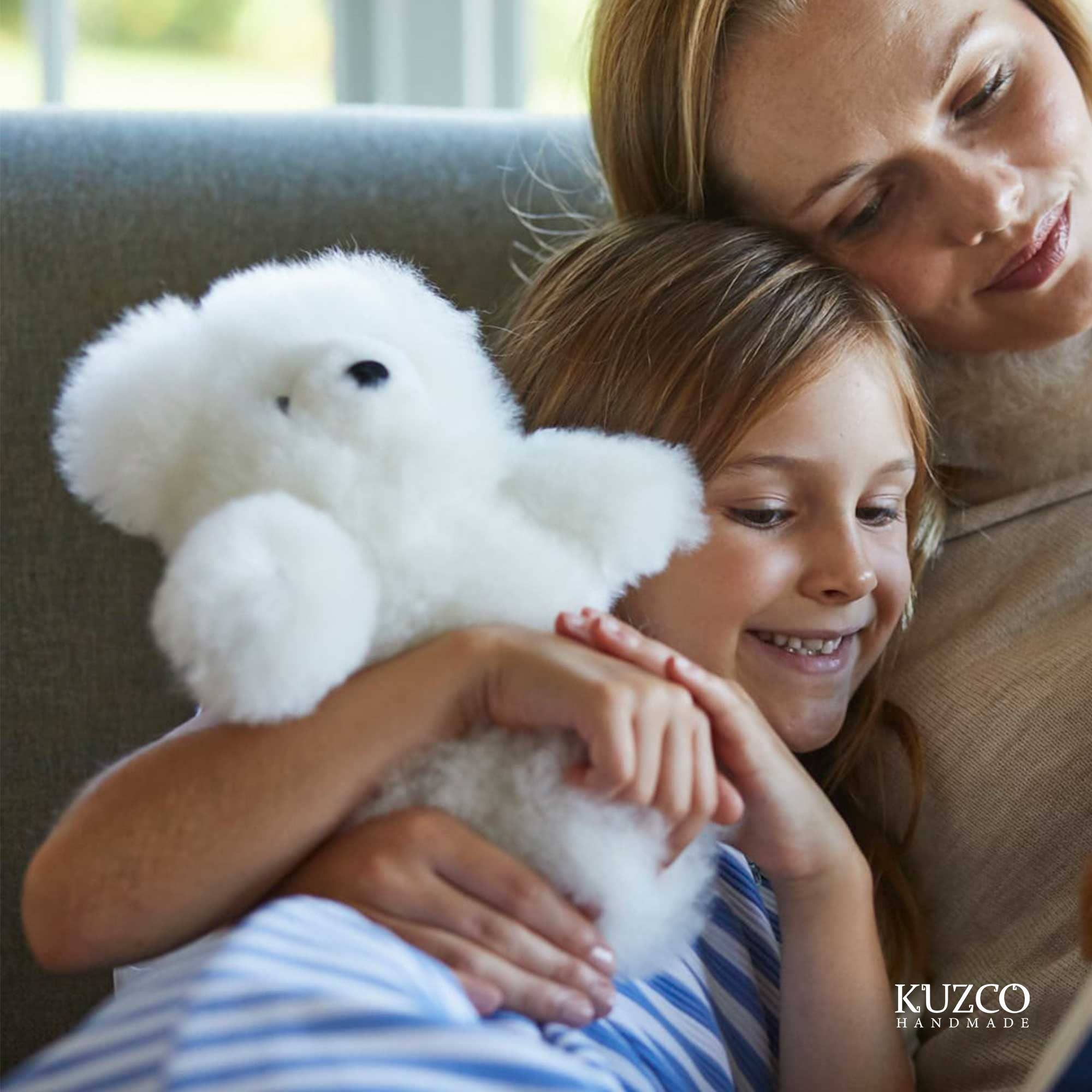KuzcoHandmade – Großhandel Kuschel-/Plüschtier – Kind & Baby – Weißer Baby-Alpaka-Teddybär – handgefertigt und ultraweich1